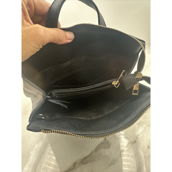 ALDO Backpack Purse Faux Leather Black Pebble Gold Hardware Inner Pockets main image 4
